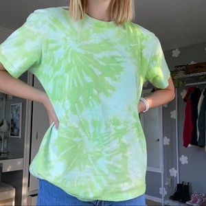 cute green nike tie dyed tee